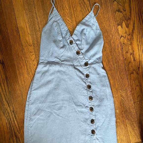 Urban Outfitters Vintage blue linen button down dress size Medium - Picture 7 of 16